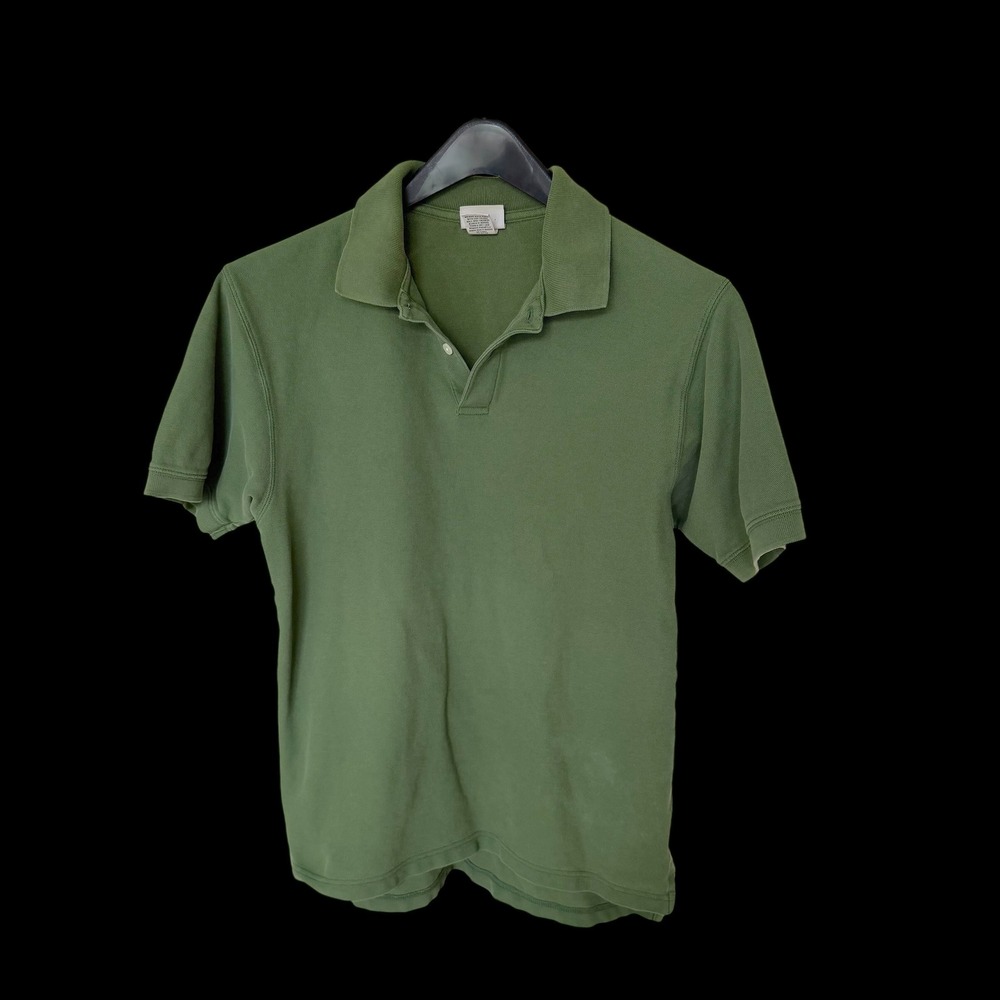 LL Bean Polo Shirt Small Regular Olive Green Cotton Pique Short Sleeve Golf